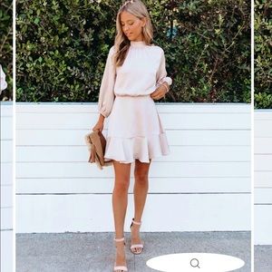 NWOT - VICI CALL ME ANGEL TEXTURED SATIN DRESS - BLUSH